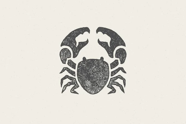 Silhouette crabe pour logo et emblème dessin à la main illustration vectorielle effet timbre. — Image vectorielle