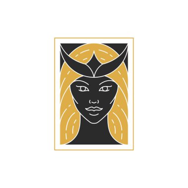 Saçları siluet vektör resimli sihirli zarif kadın portresi