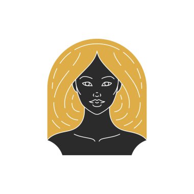 Saçları siluet vektör resimli zarif bir kadın portresi.