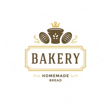 Fırın rozeti ya da retro vektör çizimi. Fırın için ekmek ya da somun silueti.