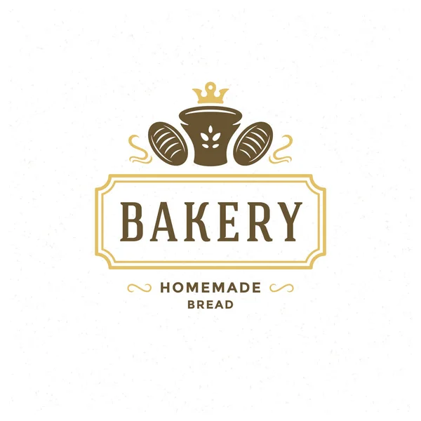 Bakery badge or label retro vector illustration. Bread or loaf silhouette for bakehouse. — Stock Vector