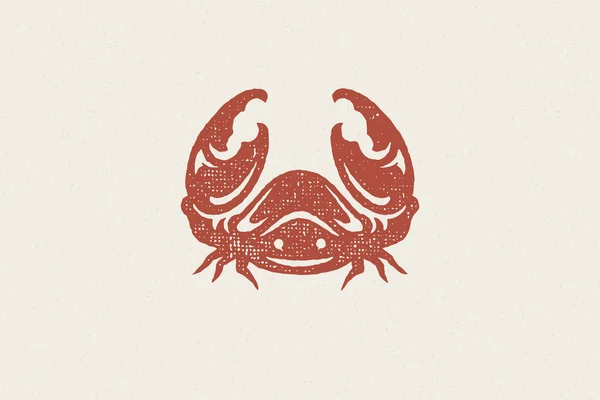 Krabbensilhouette für Logo und Emblemdesign handgezeichnet Stempeleffekt Vektor Illustration. — Stockvektor
