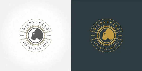 Bison hoofd logo embleem vector illustratie silhouet voor shirt of print stempel — Stockvector