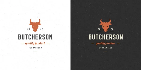 Logo řeznictví vektor ilustrace kráva hlava silueta dobré pro farmu nebo restauraci odznak — Stockový vektor