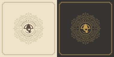 Restoran logosu tasarımı vektör illüstrasyon el tepsisi silueti