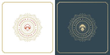 Restoran logosu tasarımı vektör illüstrasyon şefi şapkalı kadın yüzü