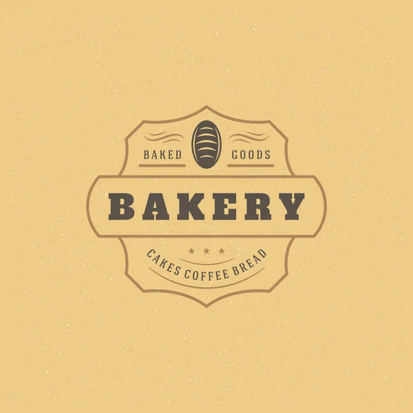 Bakkerij badge of label retro vector illustratie. Brood of brood silhouet voor bakkerij. — Stockvector