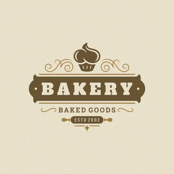 Panadería insignia o etiqueta retro vector ilustración. — Vector de stock