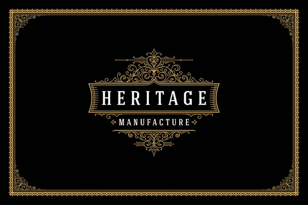 Ilustración de vectores de diseño de plantilla de logotipo vintage ornamento de lujo — Vector de stock