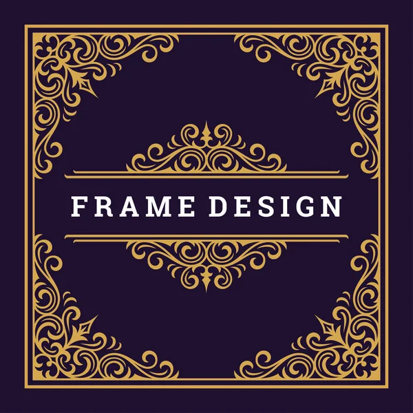 Vintage frame border ornament and vignettes swirls decoration with divider template vector illustration — Stock Vector