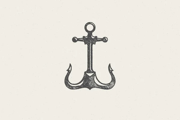 Silhuett traditionell ankare emblem av maritim industri handritade stämpel effekt vektor illustration. — Stock vektor