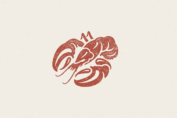 Силуэт лобстера для меню ресторана морепродуктов и векторная иллюстрация эффекта маркировки, нарисованная вручную. — стоковый вектор