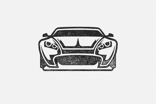 Süper araba silueti el çizimi mürekkep damgalı vektör çizimi. — Stok Vektör
