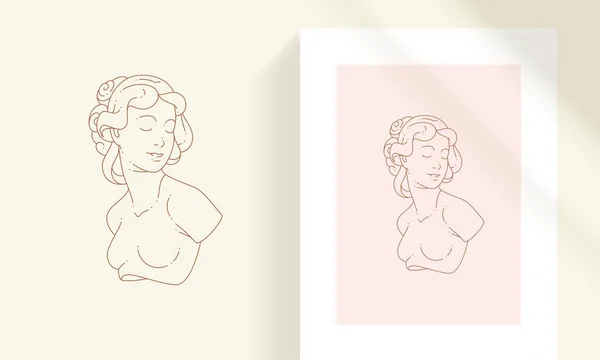 Krásná bohémská žena busty line art styl vektorové ilustrace — Stockový vektor