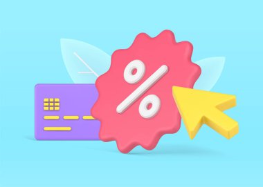 Kredi kartı iskonto programı. Pembe pürüzlü yüzde etiketli mor plastik kart