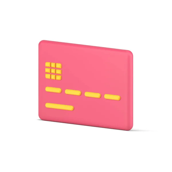 Pembe kredi kartı. Sarı kod çizgileri ve çip ile ses düzeyi plastik dikdörtgen — Stok Vektör