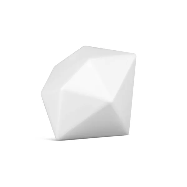 Weißer 3D realistischer Saphir. Kostbarer Diamant mit geometrischen Facetten — Stockvektor