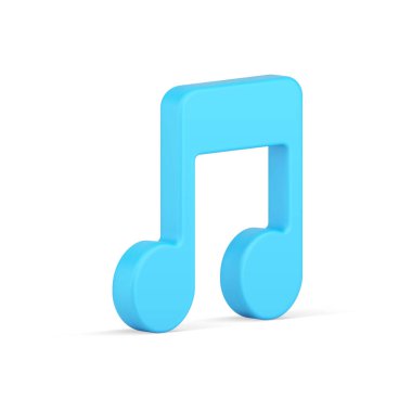 Müzik notası 3D simgesi. Melodinin mavi tonlu sembolü