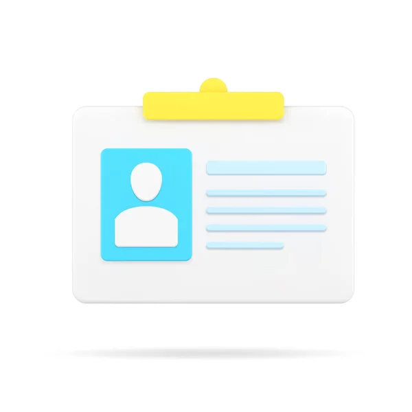 Odznak s ikonou 3D osobních údajů. Průkaz totožnosti s uživatelskou fotografií a informacemi — Stockový vektor