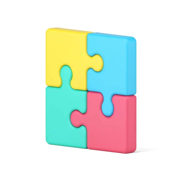 Puzzle cuadrado 3d icono. Diagrama de colores con solución creativa — Vector de stock