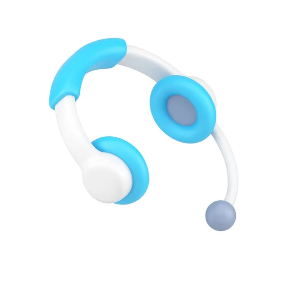 Support opérateur casque 3d icône. Appareil professionnel blanc avec microphone — Image vectorielle