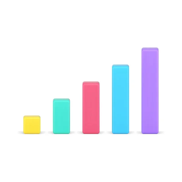 Diagramă bare pictograma 3d. Coloane statistice colorate pentru prezentare informationala — Vector de stoc