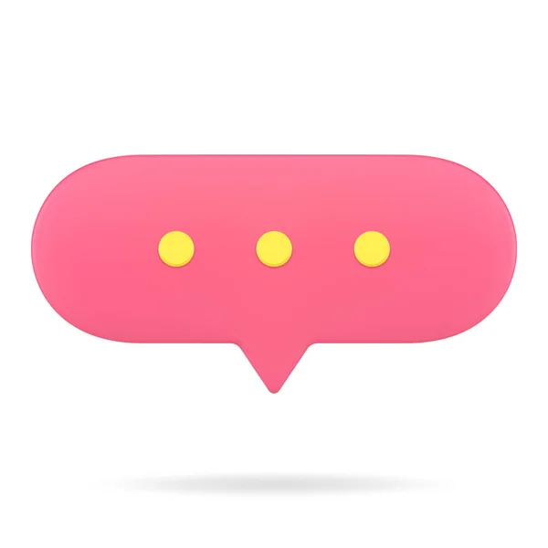 Ovaal rood conversationele web bubble 3d pictogram. Online chat met tekst reacties — Stockvector