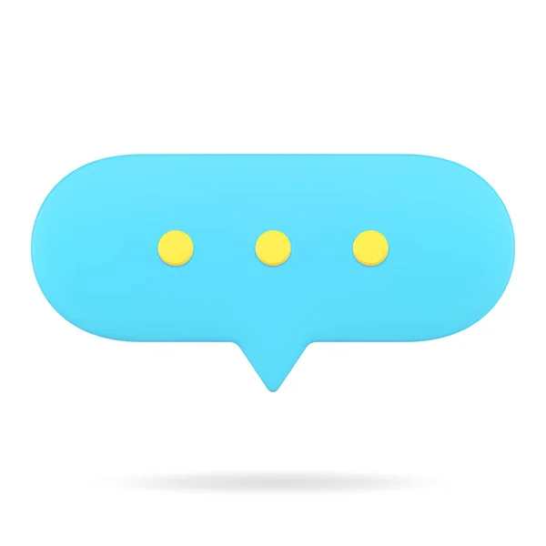 Blaue Web-Sprechblase 3D-Symbol. Oval Chat mit Textkommentaren — Stockvektor