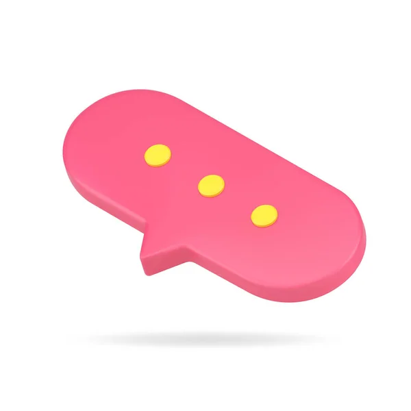 Bulle conversationnelle ovale icône 3d. Chat en ligne rouge avec des points commentaires — Image vectorielle