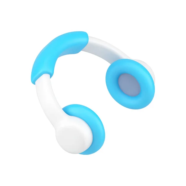 Музичні навушники 3d значок. Біла аудіогарнітура з синіми акцентами — стоковий вектор