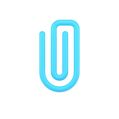 Mavi ataç 3D simgesi. Kağıt ve belgeler için araç