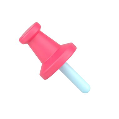 Kırtasiye iğnesi 3D simgesi. Kağıt ve hafif öğeleri güvence altına almak için kırmızı düğme