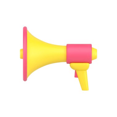 Hoparlör 3D simgesi. Acil duyurular ve terfiler sözcüsü.