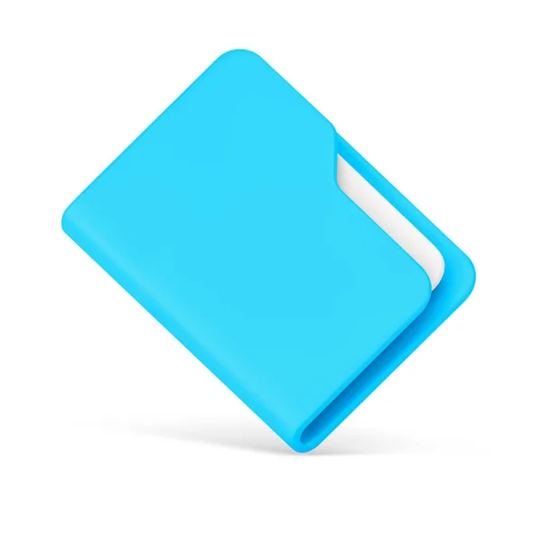 Modrá složka s papíry 3d. Soubor Office plastic s dokumentací — Stockový vektor