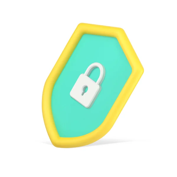 Firewall web lock on shield 3d icon. Объемная безопасность и защита персональных данных пользователей — стоковый вектор