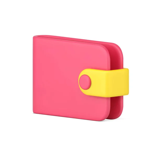 Ícone 3D carteira rosa. Bolsa de compras para armazenar e transportar notas — Vetor de Stock