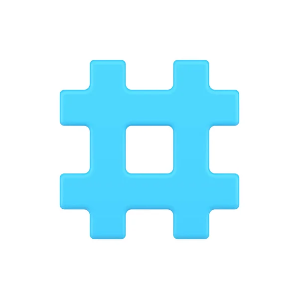 Hashtag blaues Symbol 3D-Symbol. Web-Sign-Hashing-Nachrichten im Medienraum — Stockvektor