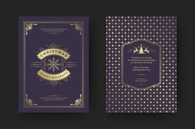 Noel tebrik kartı klasik tipografik tasarım dekorasyonu