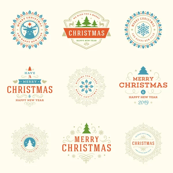 Etiquetas de Navidad y placas vector elementos de diseño conjunto. — Vector de stock