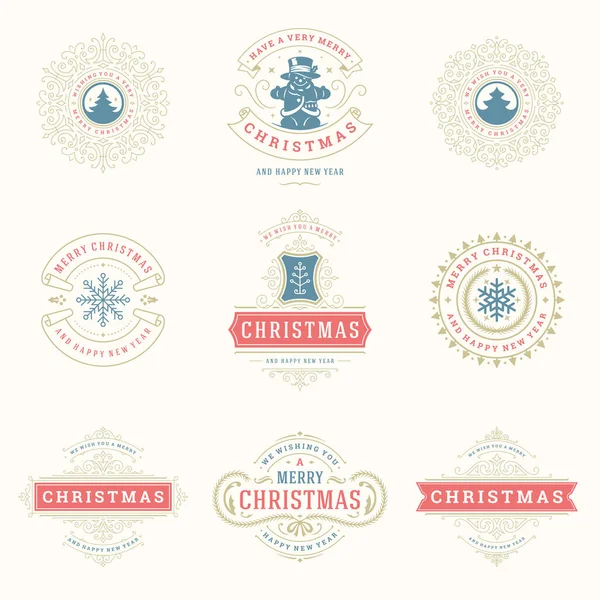 Christmas labels and badges vector design elements set — Stock Vector