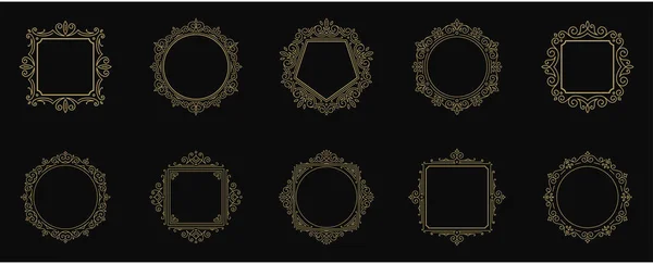 Vintage flourishes ornament frames set vector illustration — Stock Vector