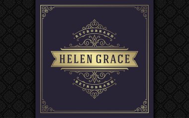 Klasik logo zarifleştirir sanat zarifliği Viktorya tarzı vektör şablonu tasarımı