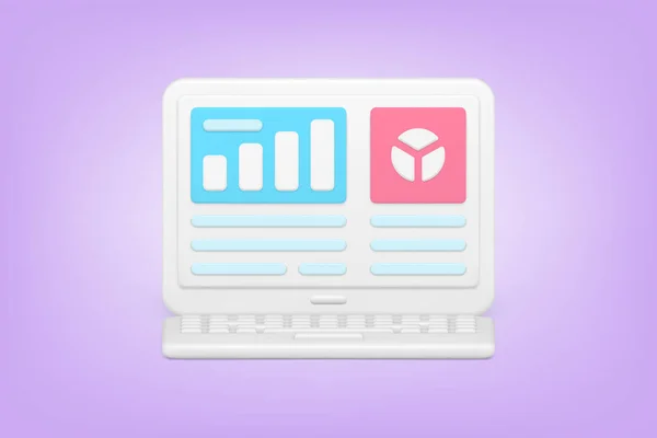Diagrama de negocio en la aplicación en línea icono 3d — Vector de stock