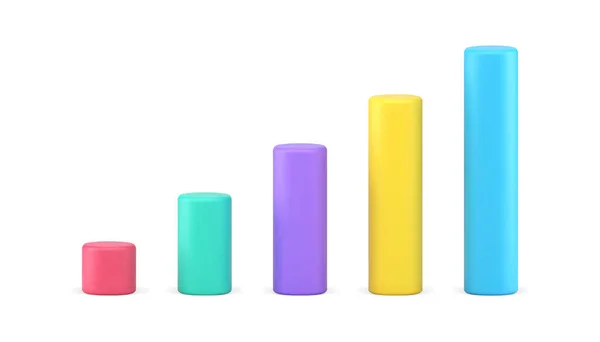 Diagramme à barres icône 3d. Barres verticales multicolores représentant les données — Image vectorielle