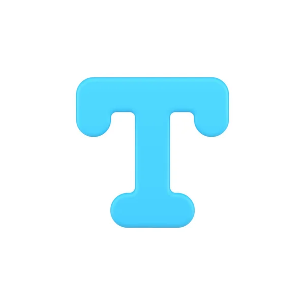 Letter T 3d pictogram. Blauw typografisch tekstsymbool — Stockvector