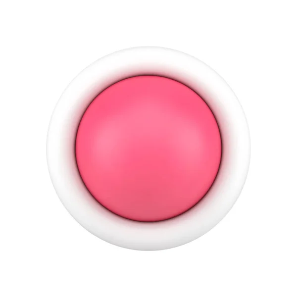 Botón rojo 3d icono. Interruptor redondo brillante para ajustes — Vector de stock