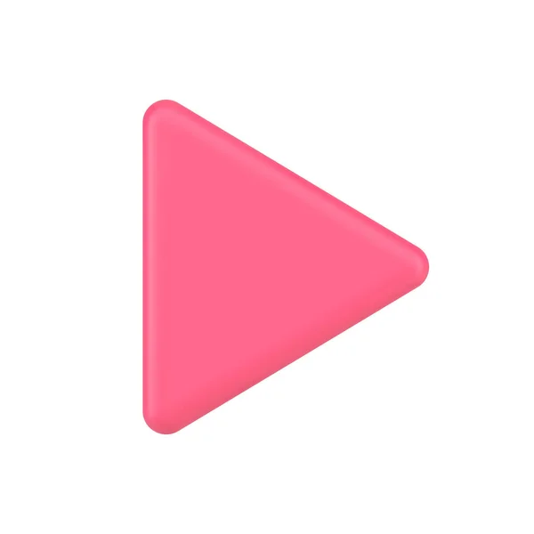 Rosa botón de reproducción 3d icono. Signo multimedia moderno para reproducir archivos de audio y vídeo — Vector de stock
