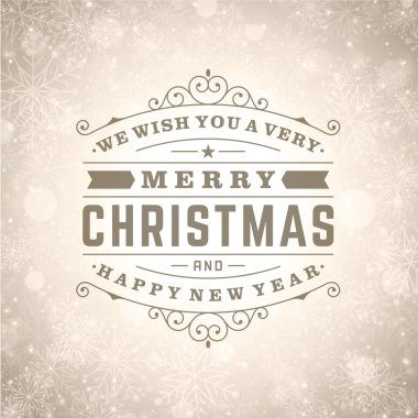 Noel retro tipografi ve kar taneleri ile ışık