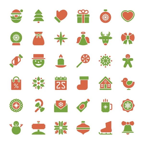 Christmas icons set decorations objects — Stock Photo, Image