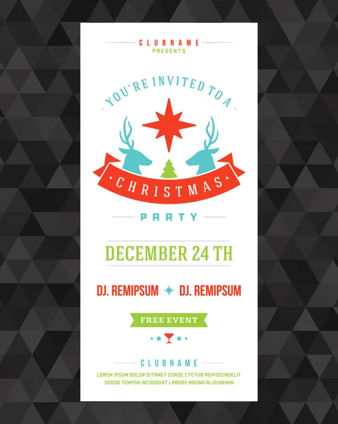 Χριστουγεννιάτικη πρόσκληση ρετρό τυπογραφία και στολίδι διακόσμηση κόμμα — Φωτογραφία Αρχείου